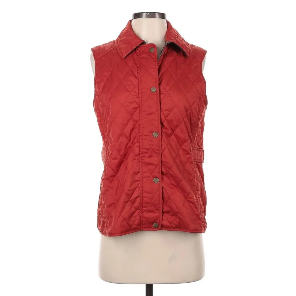LL Bean Quilted Vest Burnt‎ Orange Red Size XS Gorpcore Preppy New England Warm